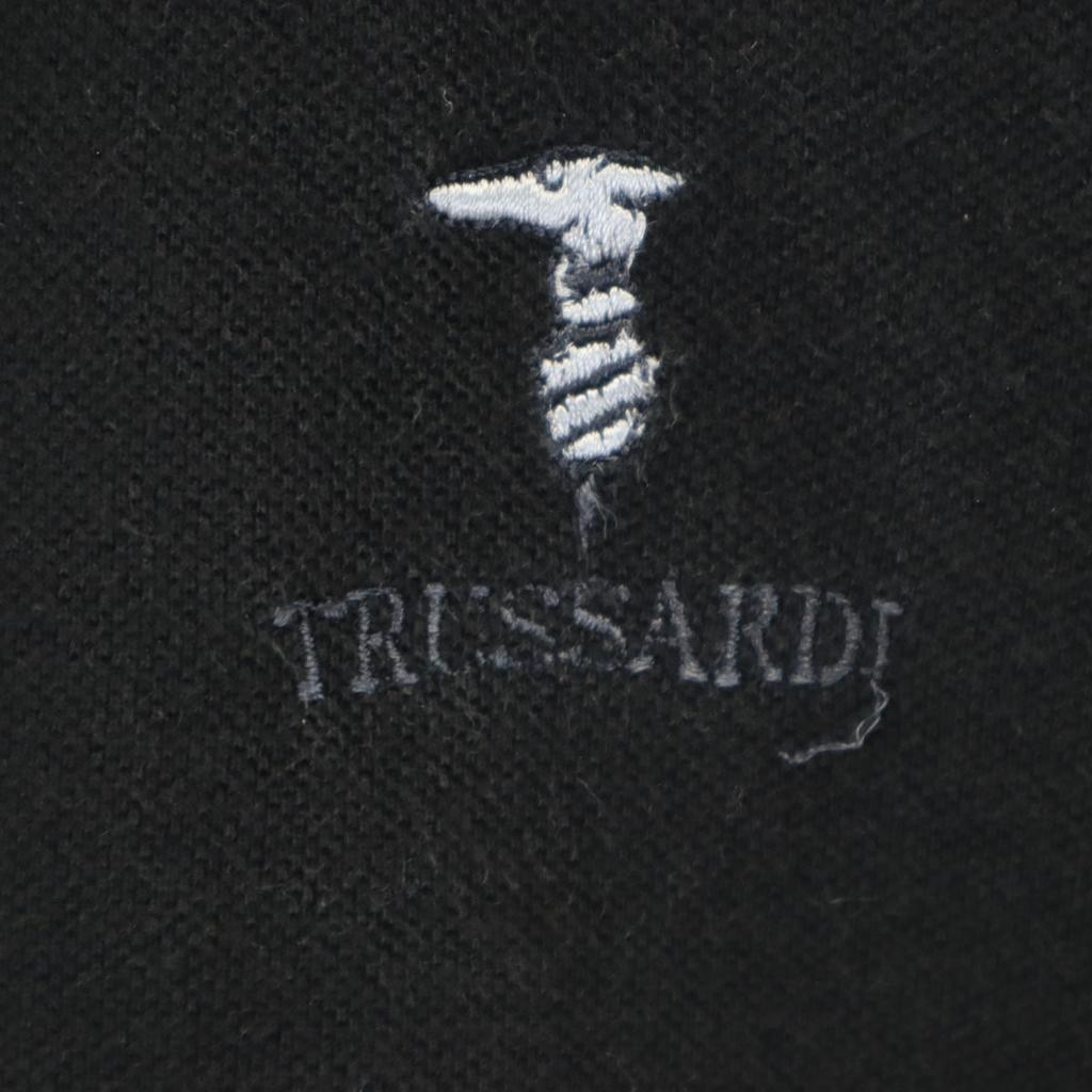 TRUSSARDI made in Italy Short sleeve Polo shirt M black Kanoko fabric Men's Used