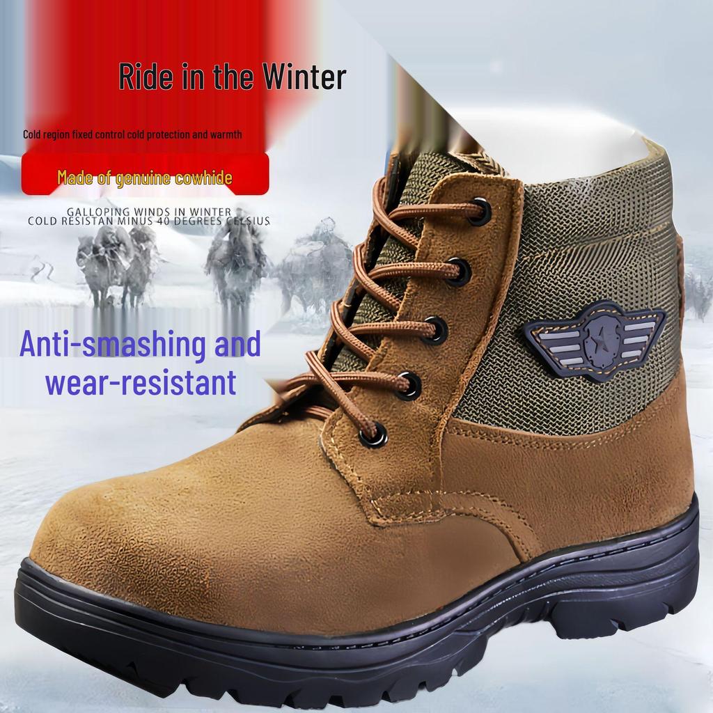 Men's Winter Thickened Snow Boots with Warm Toe & Genuine Labor Protection
