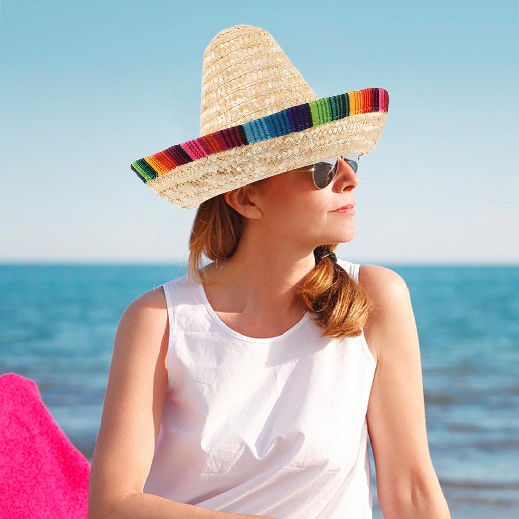 43 Cm Diameter Fiesta Carnival Party Hats Party Dog Sombrero Carnival Costume Straw Hats With Drawstring Mexican Hat For