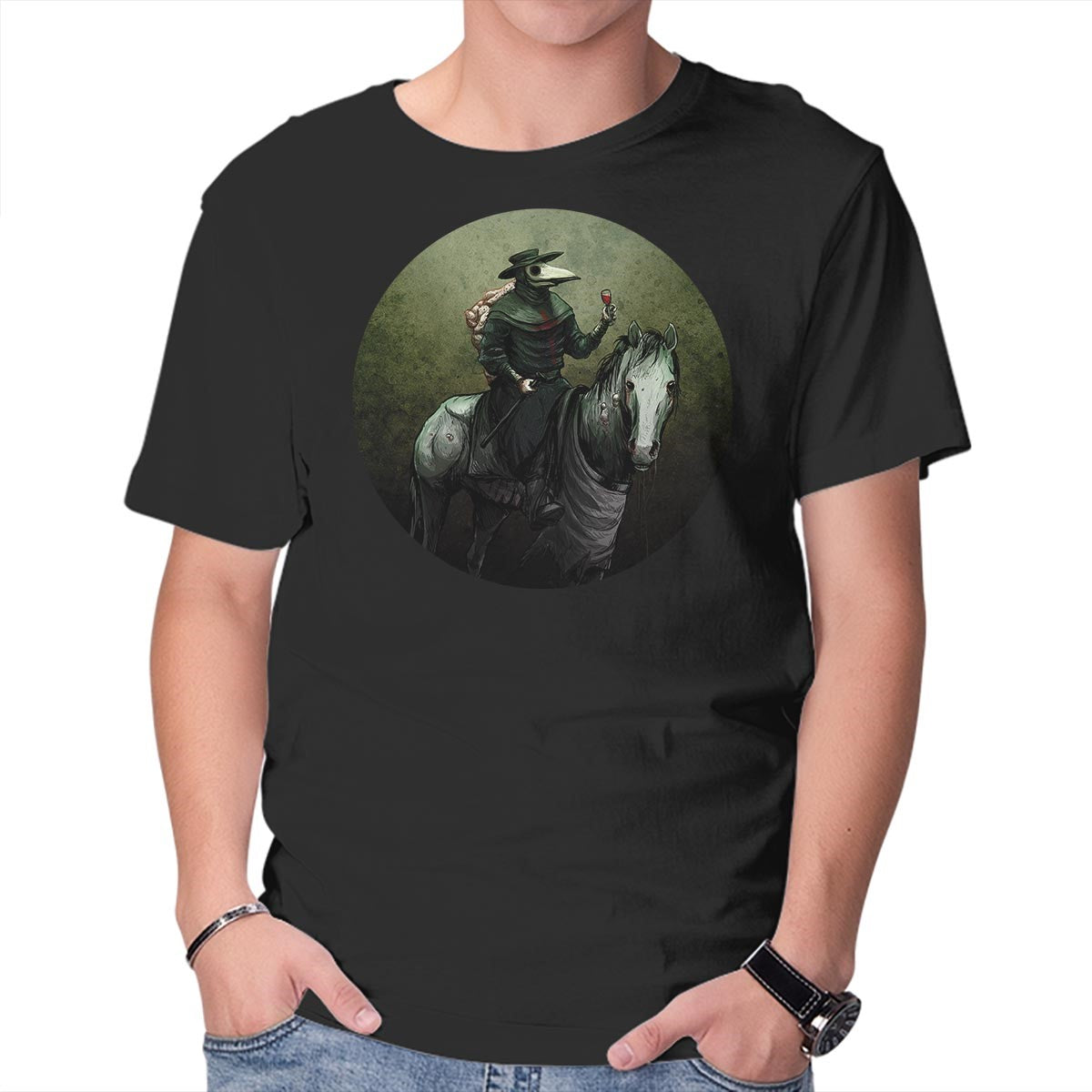 Unisex Crew Neck T-Shirt Pestilence Graphic Short Sleeve Casual Tee L