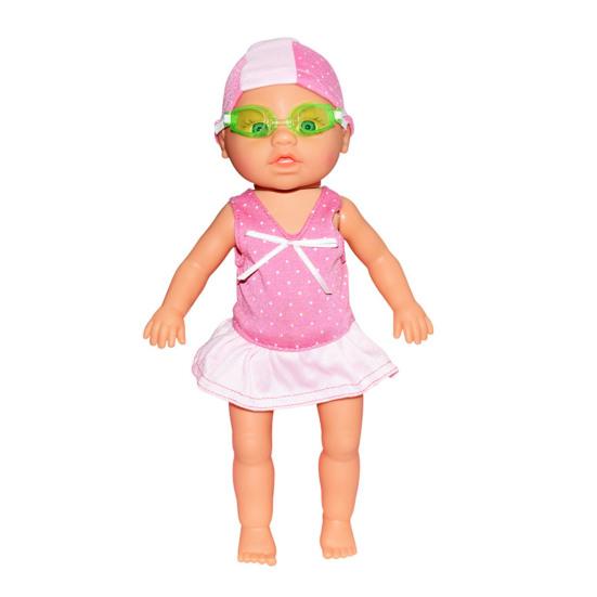 Swimmer Doll for Pool Bathtub Waterproof Electric Swimming Baby Doll with Rotating Head Removable Swimsuit Water Fun Partner