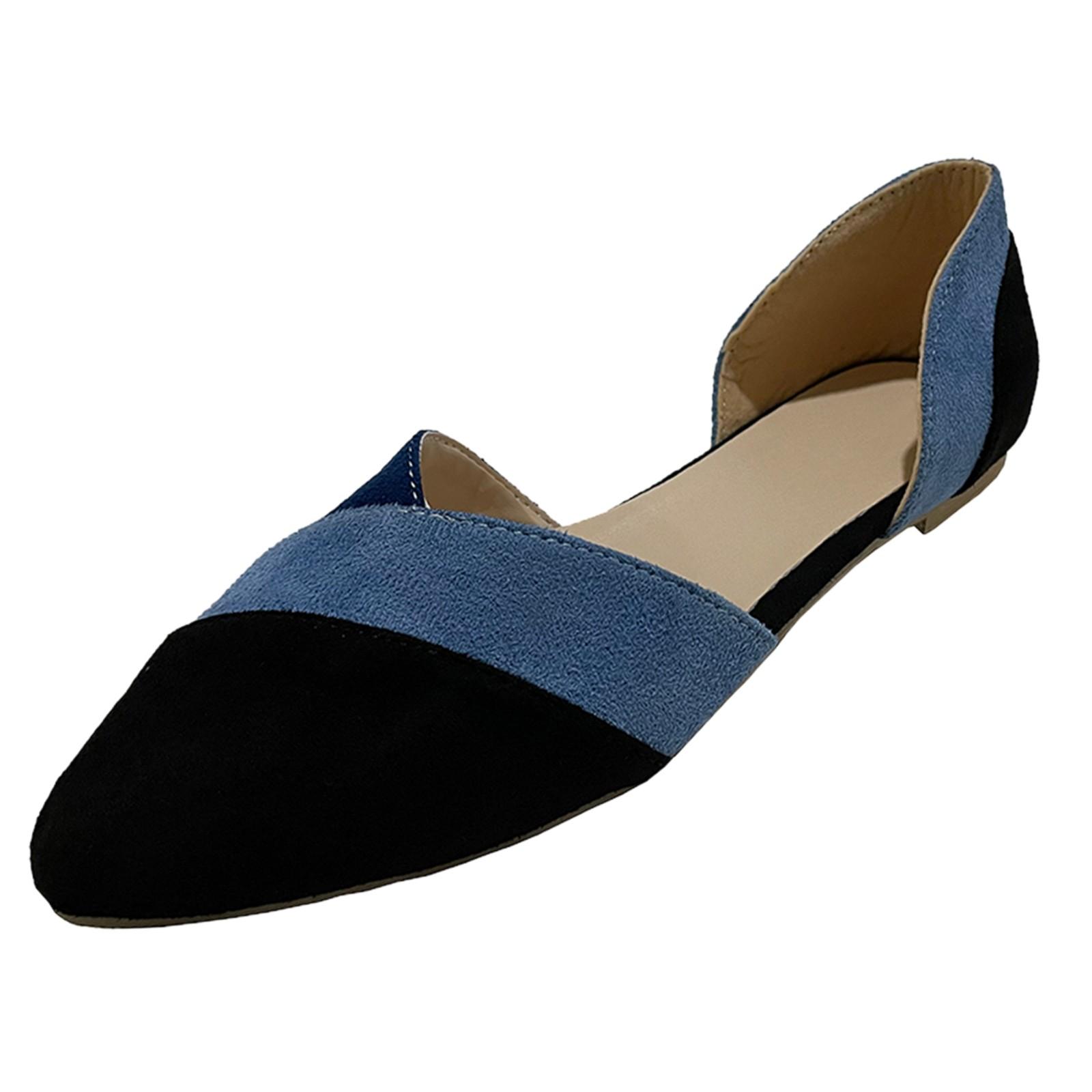 Women Casual Color Matching - Flat Pointed Toe Sandals Single Shoes 42 синий 1630₽