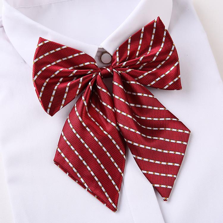 Professional Blended Fabric Neck Flower With Striped Pattern For Office Uniforms And Hospitality