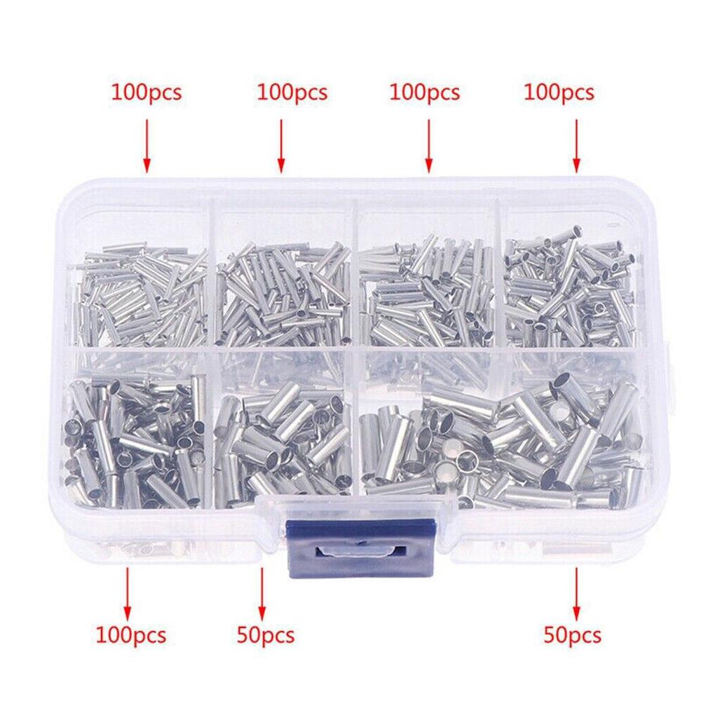 600Pcs 0.5mm²-6mm² Crimping Terminals Waterproof Ferrules Cable Terminal Pressed Wire Welding Connecting Suit