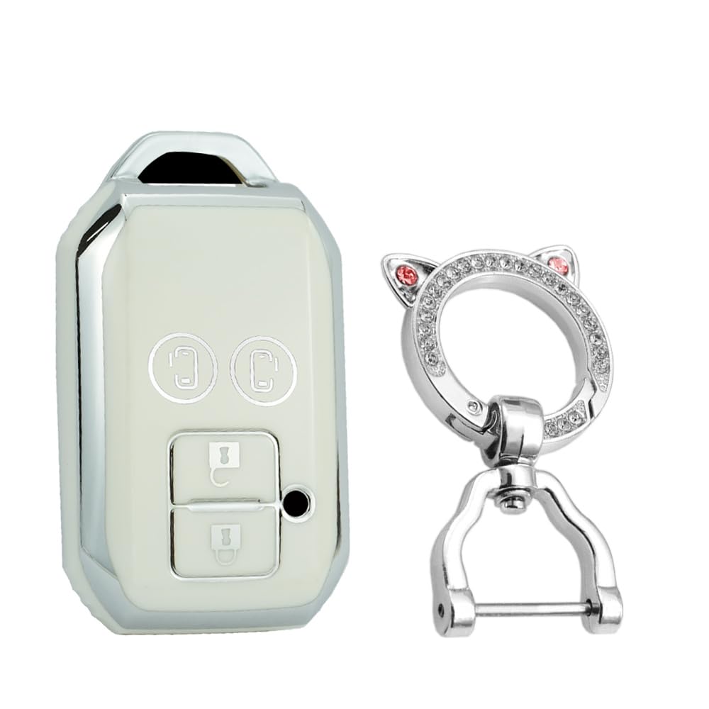 [KUNIO] Специальный чехол для ключей Suzuki, Держатель для ключей, Чехол для ключей, Силикон, Оригинальная защита, 4 кнопки, белый