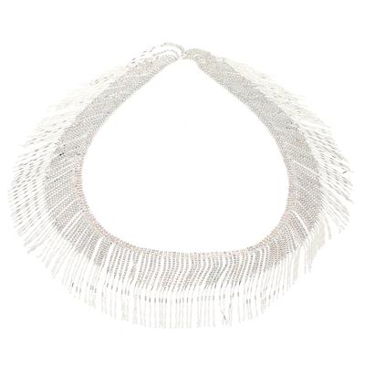 Rhinestone Chain Cup Shiny Crystal Glass Tassels Decoration for Crafts Sewing DIY 1 YardSilver AB