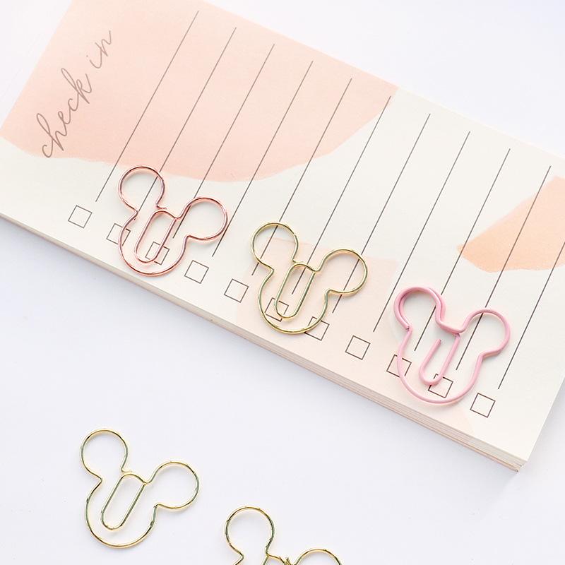 MINISO 10pcs Cartoon Mickey Mouse Paperclip Bookmark Journal Note Decoration Binder Clip Office School Supplies Stationery Set