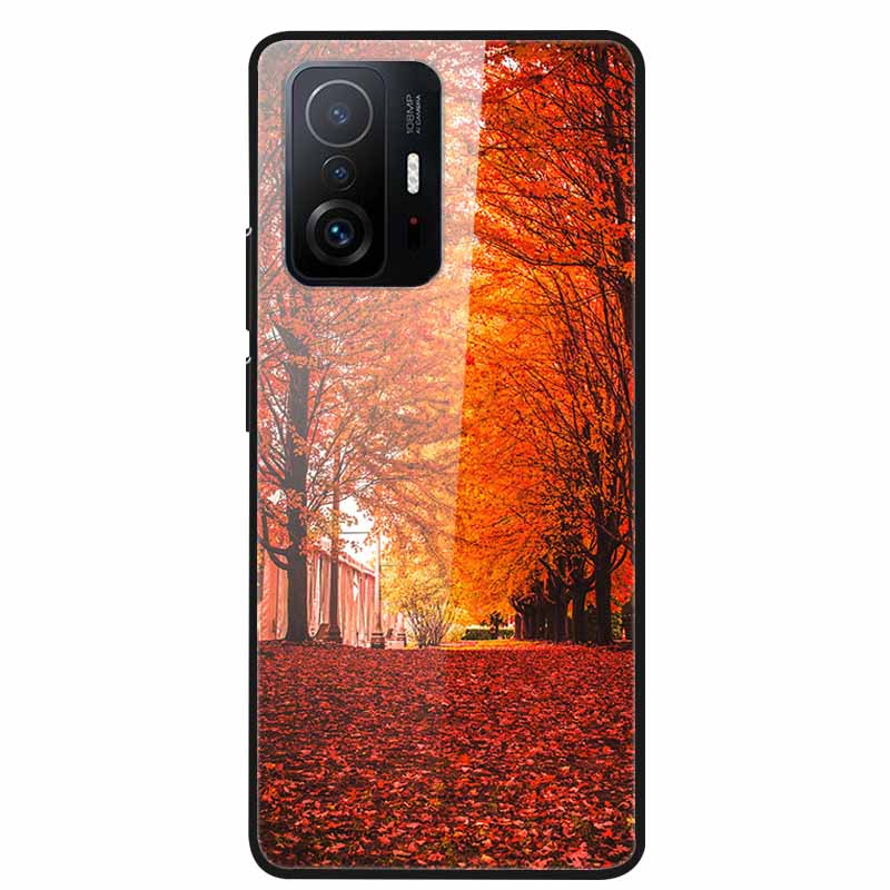 Case For Xiaomi 11T Pro Glass Hard Tempered Glass PC Phone Cover For Xiaomi Mi 11T 11 T Pro Shockproof Landscape Cute Capa Coque