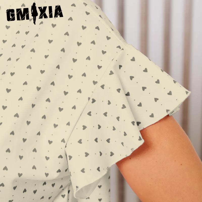 GMXIA Summer Short-sleeved Shorts Two-piece Loungewear Women's Loose Comfortable Suit