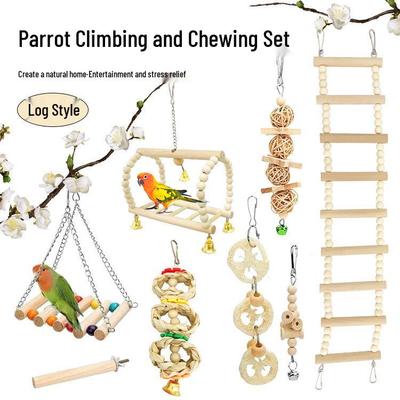 Juego de juguetes para loros: Columpio, Perca, Escalera y Juguetes para Morder