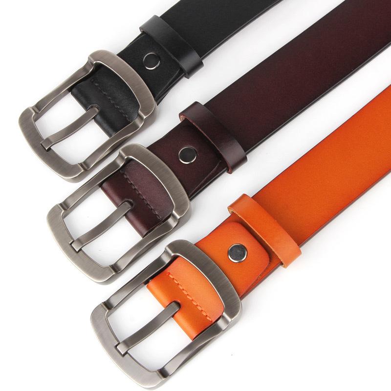 Men'S Pin Buckle Leather Belt Two-Layer Cowhide Men'S Leather Casual Belt