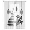 Easter Rabbit Black And White Check Tulle Curtains for Living Room Bedroom Voile Sheer Curtain Window Home Decor Drapes