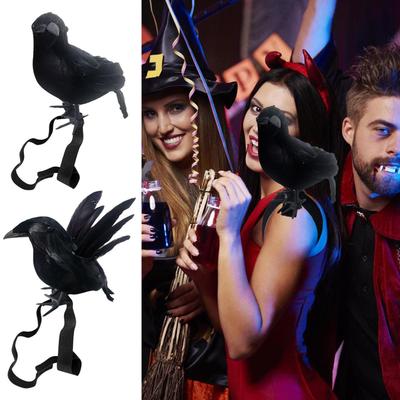 Halloween Simulation Crow Shoulder With Elastic Band Halloween Realistic Crow Dance Cosplay Costume Accessories Crow Props