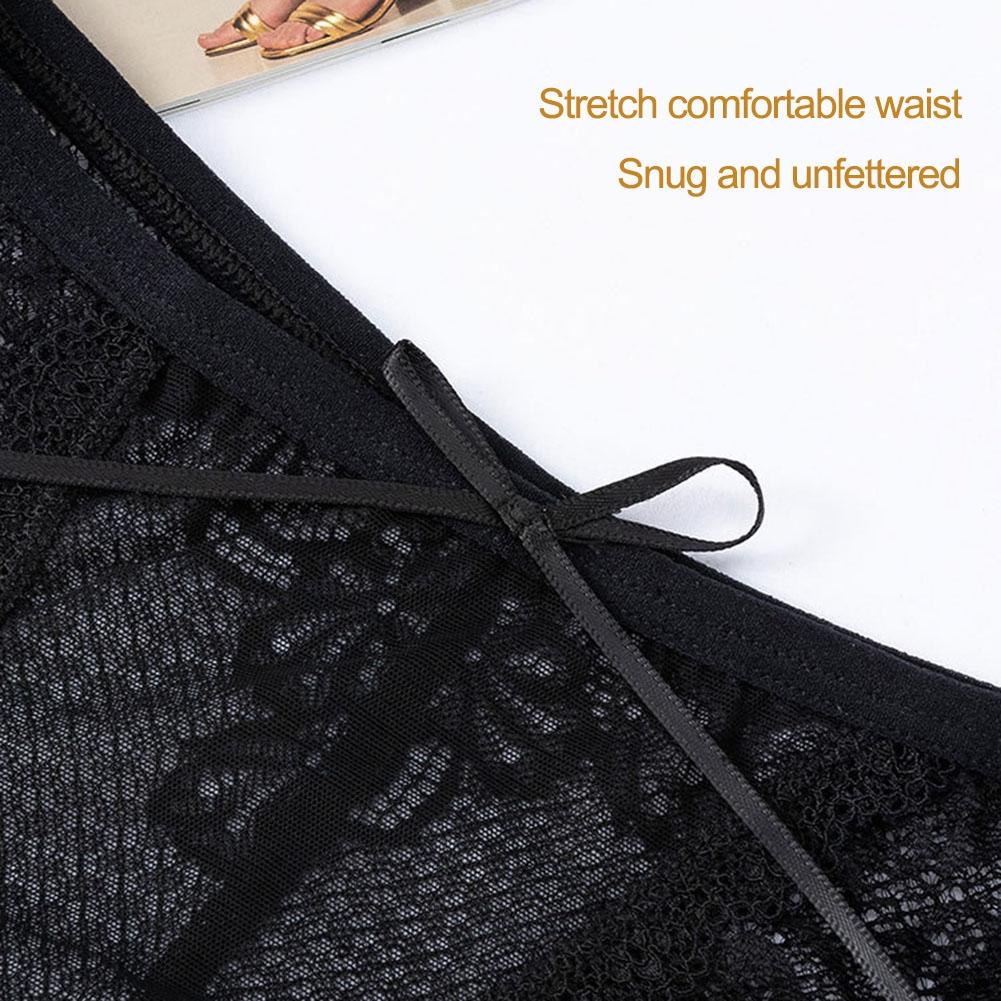 Transparent Breathable Women's Mesh Panties Bow Edge Body Sculpting