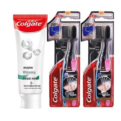 Whitening Toothpaste with Slim Soft Charcoal Toothbrush