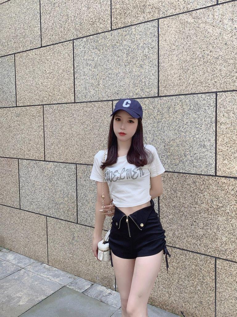 Women's Large Black Wide-Leg Drawstring Zipper A-Line High Waist Casual Shorts - Spring/Summer 2025