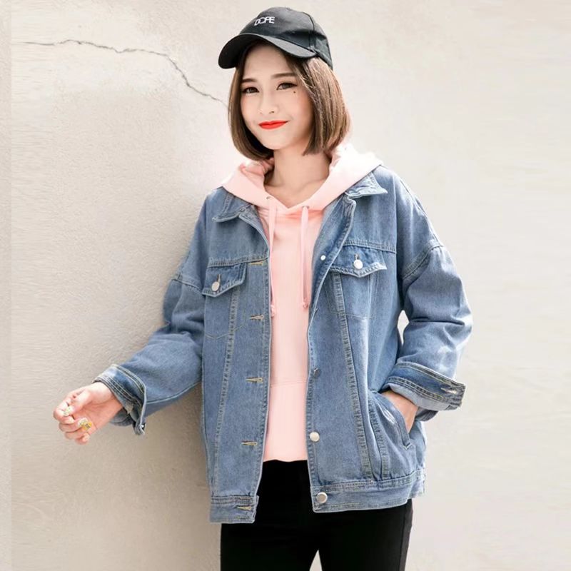 Extra Large Size Women's Denim Jacket Women's Korean Version Loose Student  Jean Jackets Top L-5XL