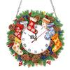 2D/Flat DIY Christmas Acrylic Diamond Painting Ornament with Clock Function Diamond Painting Clock Pendant for Home Decoration