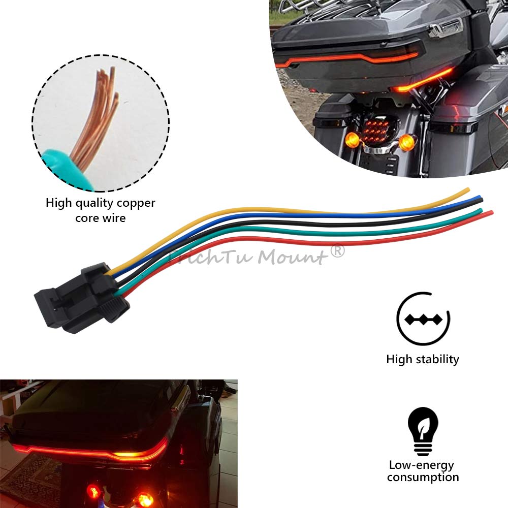 Motorcycle King Rear Trunk LED Light Tour Pack Brake Turn Signals Tail Lamp For Electra Glide Ultra Limited FLHTK 2014-2023