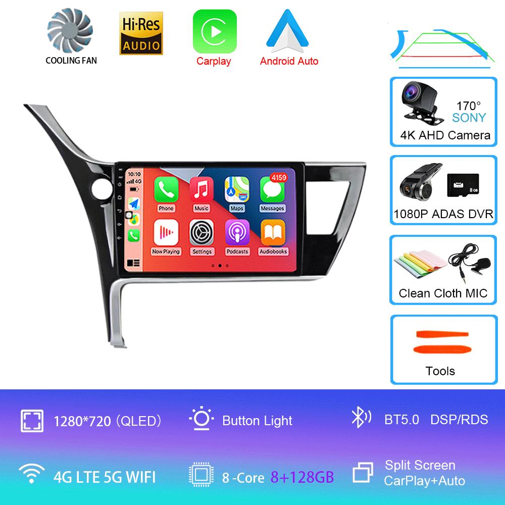 Android 14 Car Stereo Radio For Toyota Corolla 2017-2019 Multimedia Video Player Carplay GPS Navigation 4G WIFI 2 Din 360 Camera