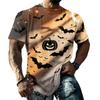 Men's Halloween Vintage Short Sleeve T Shirt Loose Breathable Summer Sports Streetwear Casual Daily Top with Pumpkin and Bat Print