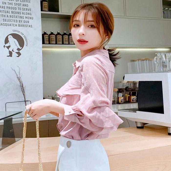 Chiffon Shirt Women&#039;s Fashion Long-sleeved Shirt Korean Loose Western-style Blouse Ladies&#039; Shirt
