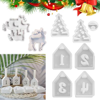 Silikonformen Gips Silikonformen WeihnachtsElch DIY Kerzenformen Weihnachtsbaum Weihnachten Form Zahlen Haus für Kerzenherstellung