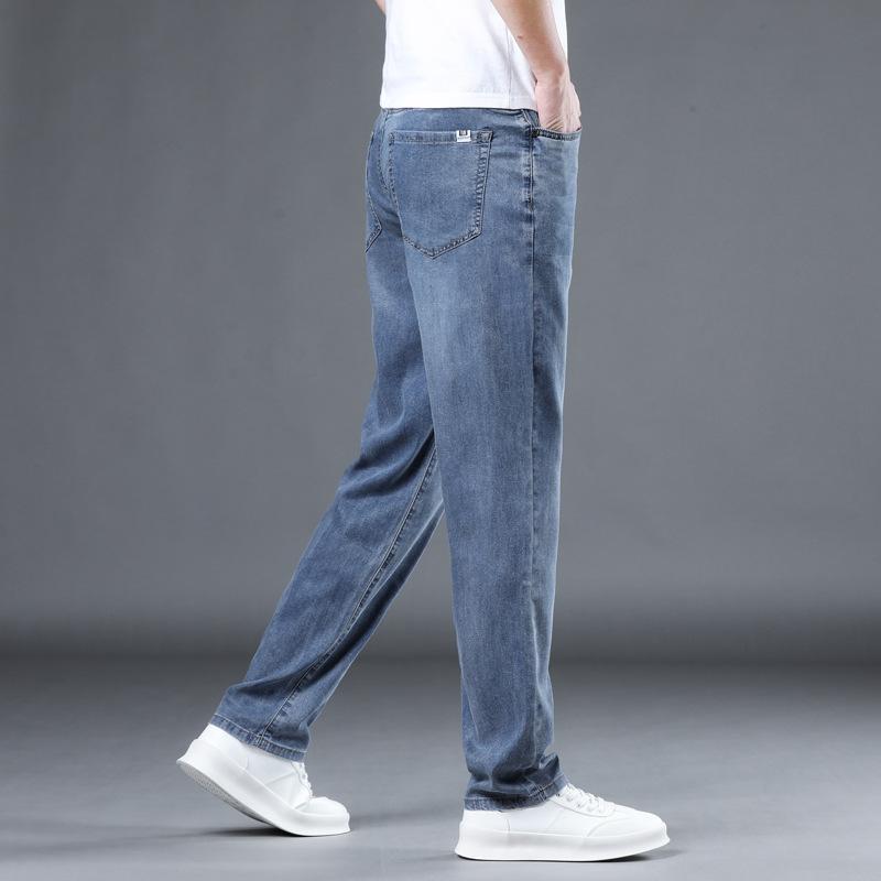 Tencel Jeans Men's Light and Soft High-end Men's Jeans Slim Straight Summer Trousers
