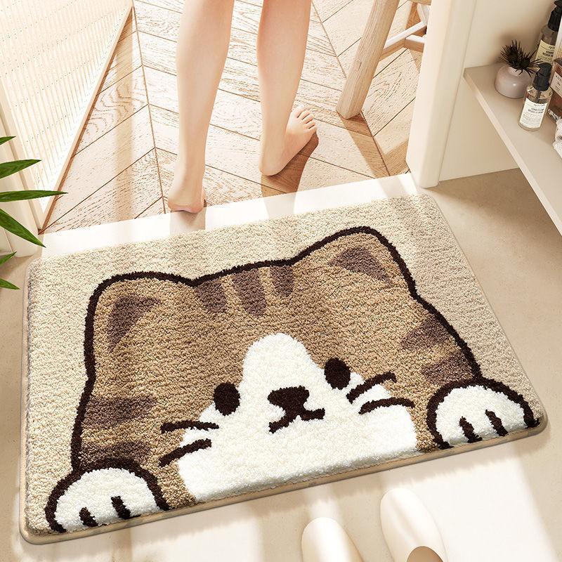 Süßer Bär Imitation Kaschmir Fußmatte Badezimmer Rutschfeste Matte Weiche und Schmutzabweisende Fußmatte Schlafzimmer Kühlende Bodenmatte