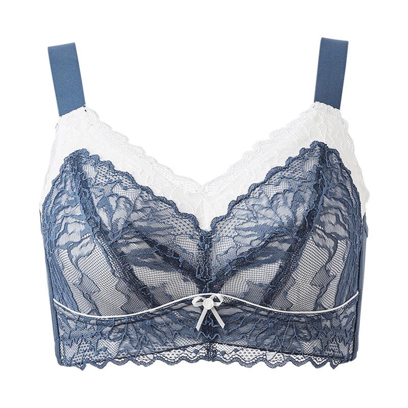 Sommer dünne Übergröße Unterwäsche für Damen ohne Bügel, große Brüste, kleine BHs, Vollschale Anti-Hänge-Effekt, Unterbrust atmungsaktiv