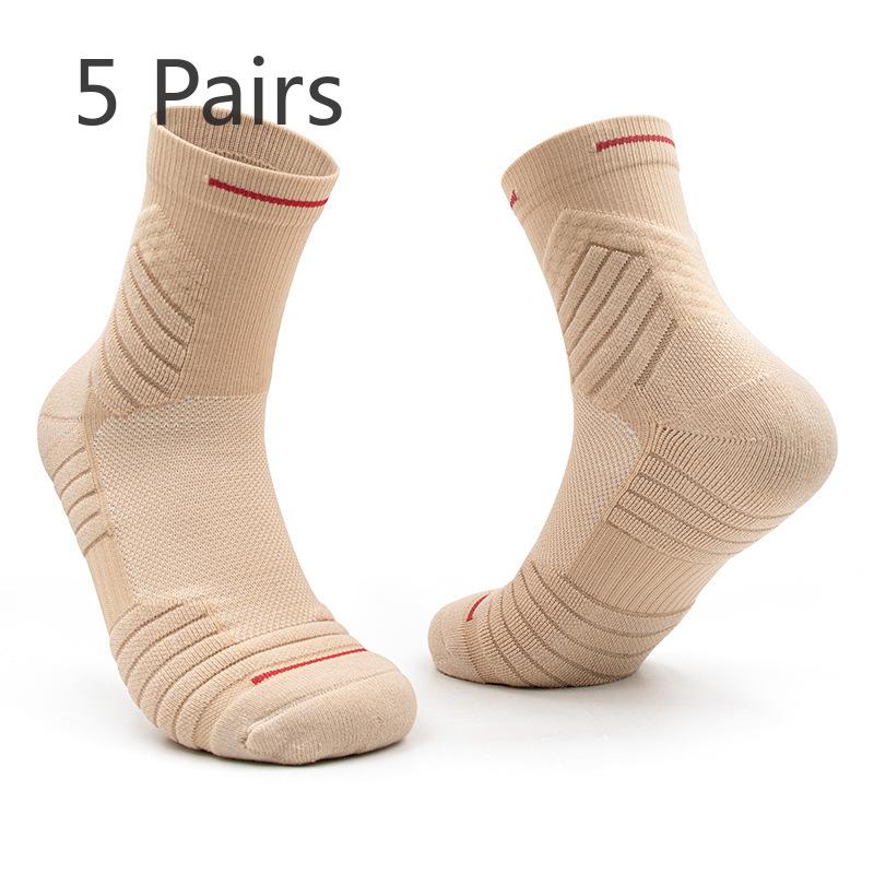 5 Pairs Men's Summer Professional Training Mid Calf Breathable Mesh Quick Dry Sports Socks