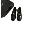 Grape Mother Has the Same Style, Spring British Style with One Pedal, Fringed Thick Heel Thick Sole Heightening Loafers, Black Small Leather Shoes.