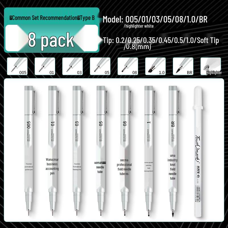Authentic Touchmark Waterproof Quick-Dry Fine Liner Needle Pen Set for Art and Student Design