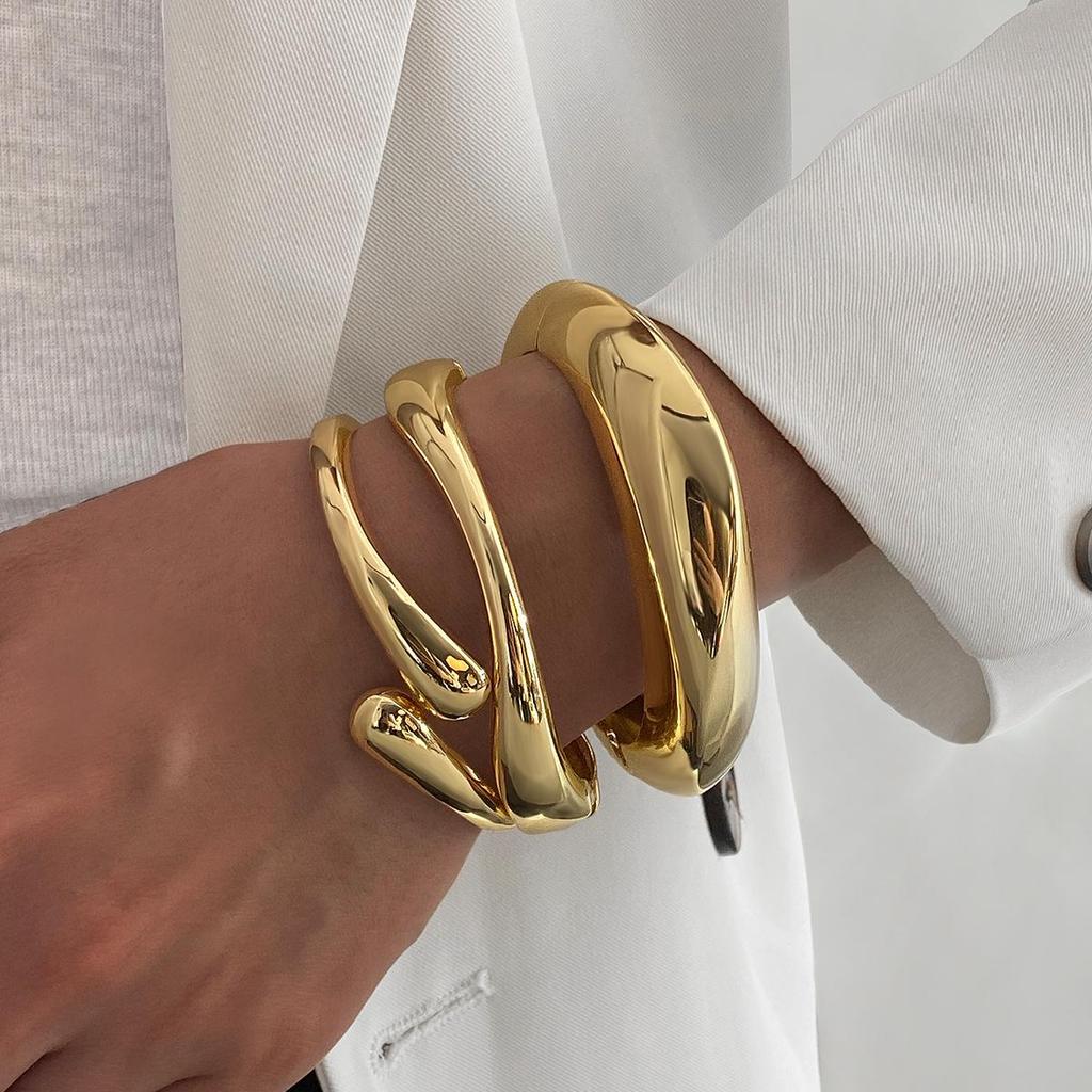 Cross-Border Bold Geometric Metal Glossy Bracelet