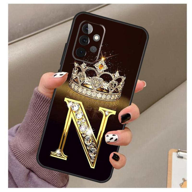 Letter Monogram Goud Marmeren Hoesje Voor Samsung Galaxy A56 A16 A26 A36 A06 A52 A53 A33 A13 A34 A54 A14 A15 A35 A55 A22 A32
