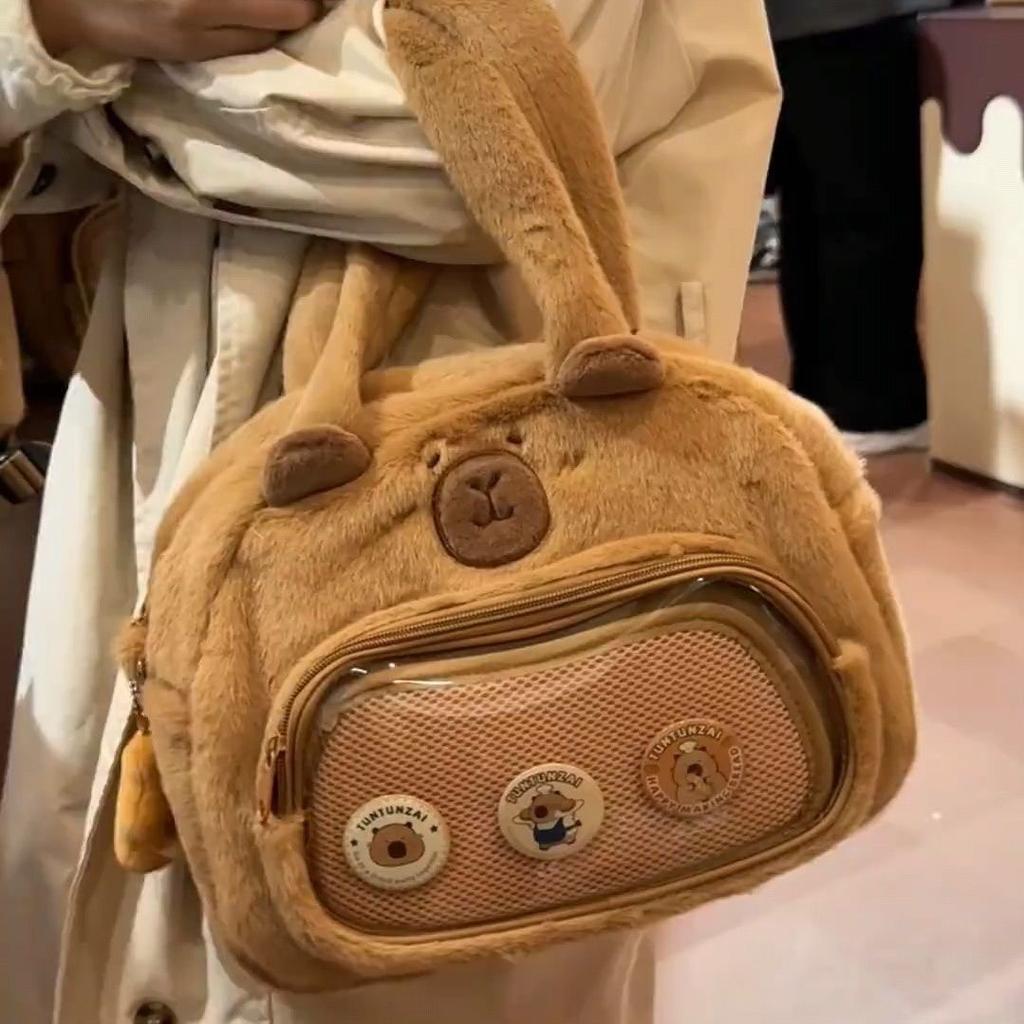 Adorable Plush Capybara Single Shoulder Crossbody Bag Handbag Cute Gift Kids