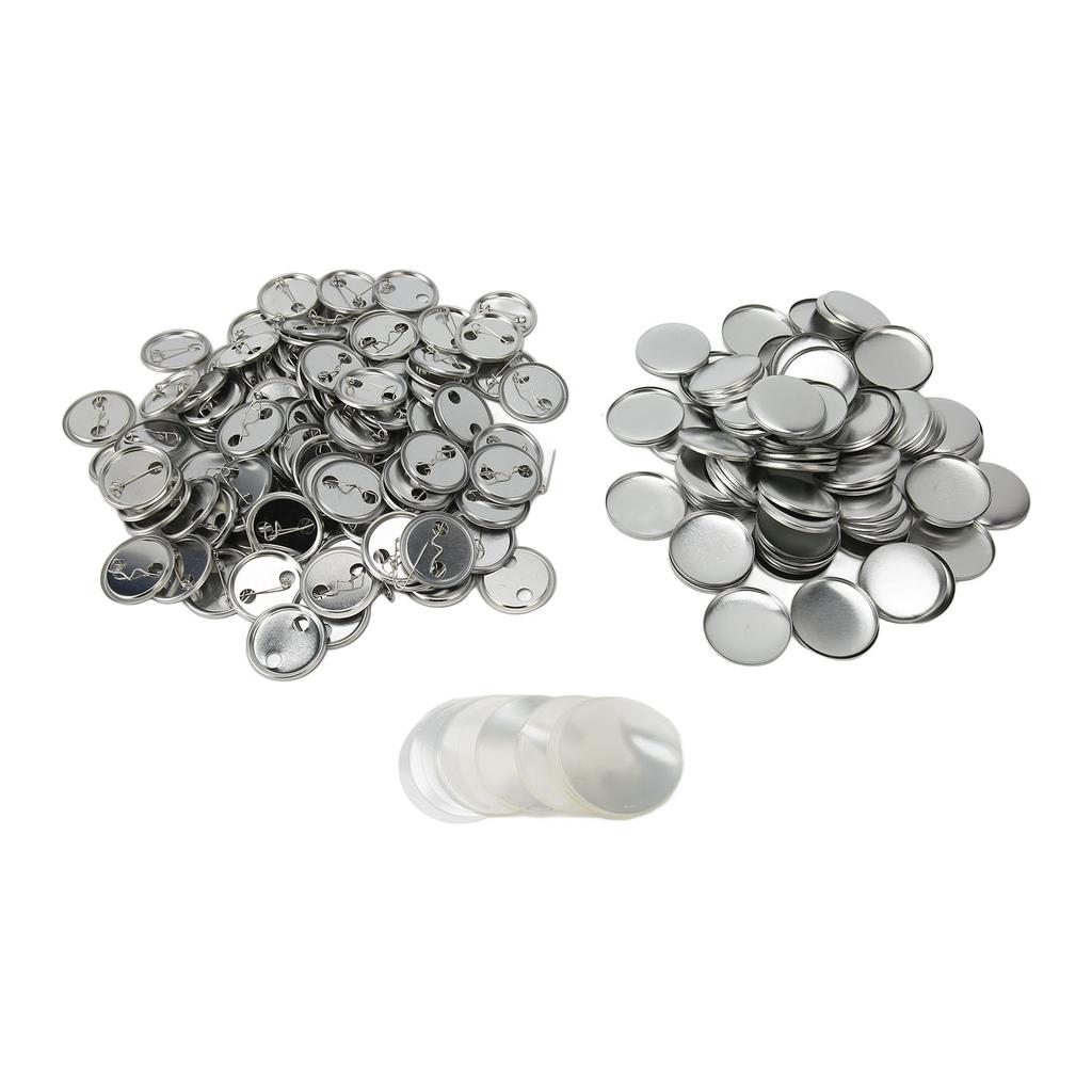 100 Sets Blank Button Badge Parts Set Round Shape Rust Prevention Easy Print Button Pin Badge Kit for Button Making Machine