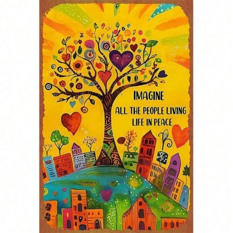 

Metal Wall Art Imagine All The People Vintage Gift for Musicians Home Decor