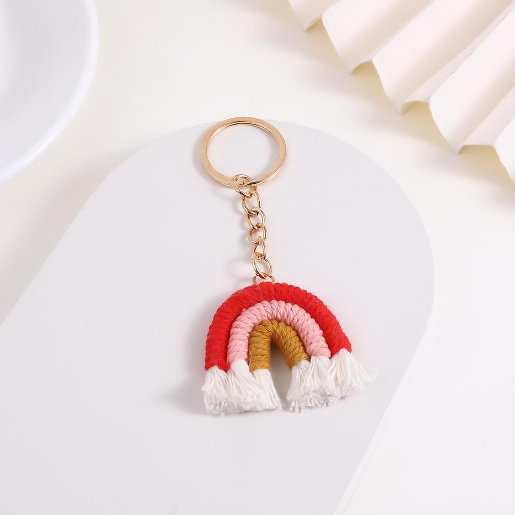 Handmade Knitted Rainbow Keychain Pendant Accessory