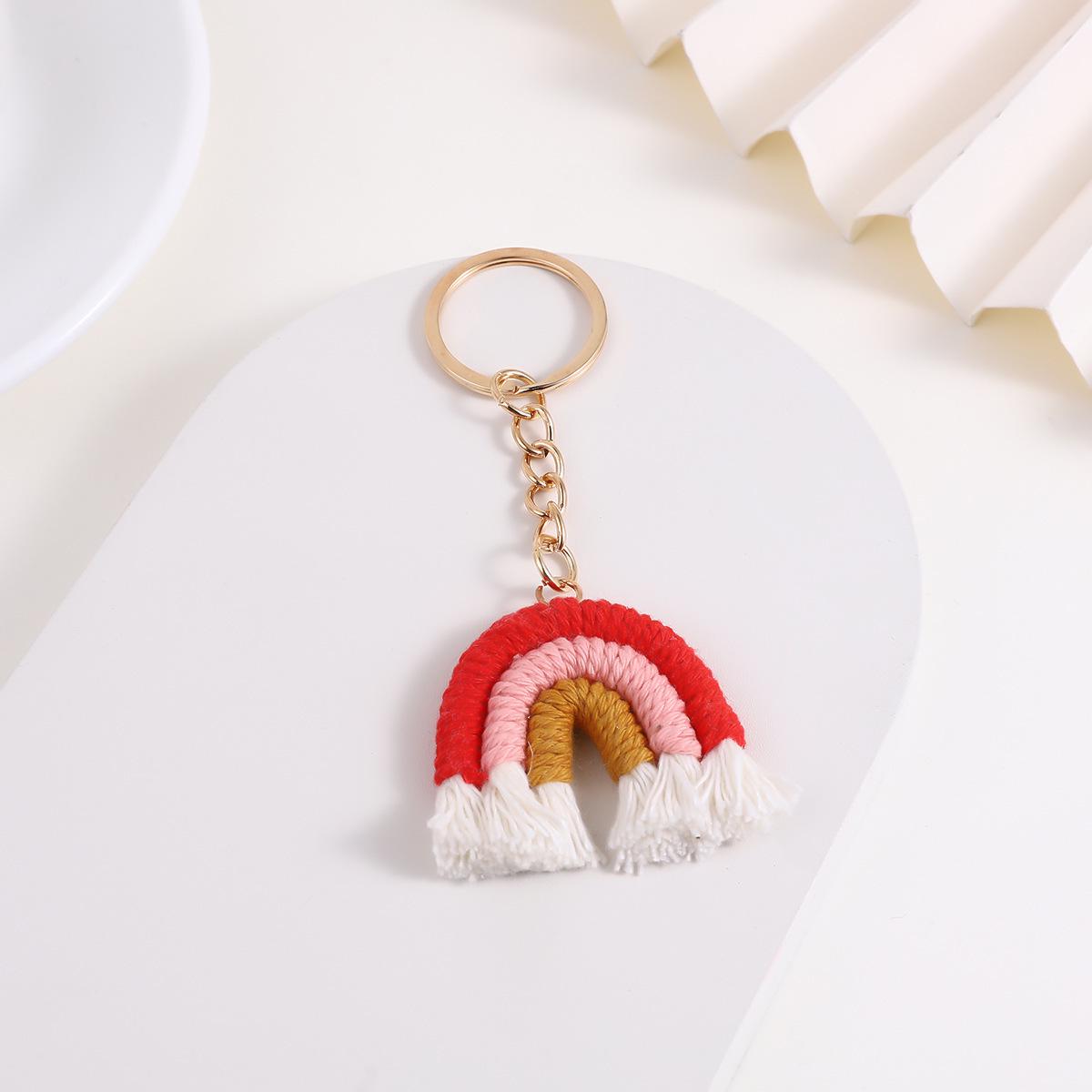 

Handmade Knitted Rainbow Keychain Pendant Accessory With Keychain (Rainbow size 6*7cm)