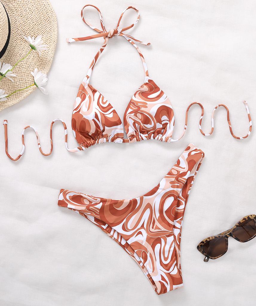 Micro Bikini Sexy Women Swimwear Print Halter Backless Thong Brazilian Swimwear Bikini Set Bikini Beachwear