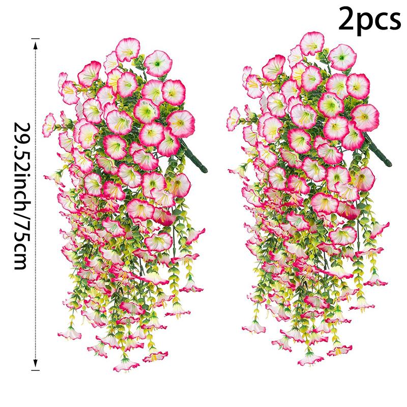 

2Pcs Artificial Flowers Rattan Morning Glories Vines Outdoor Wedding Wreath Bridal Arch Home Room Yard Festival Decor