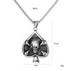 Titanium Steel Cast Poker Spades Men's Necklace Retro Hip-hop Titanium Steel Skull Pendant
