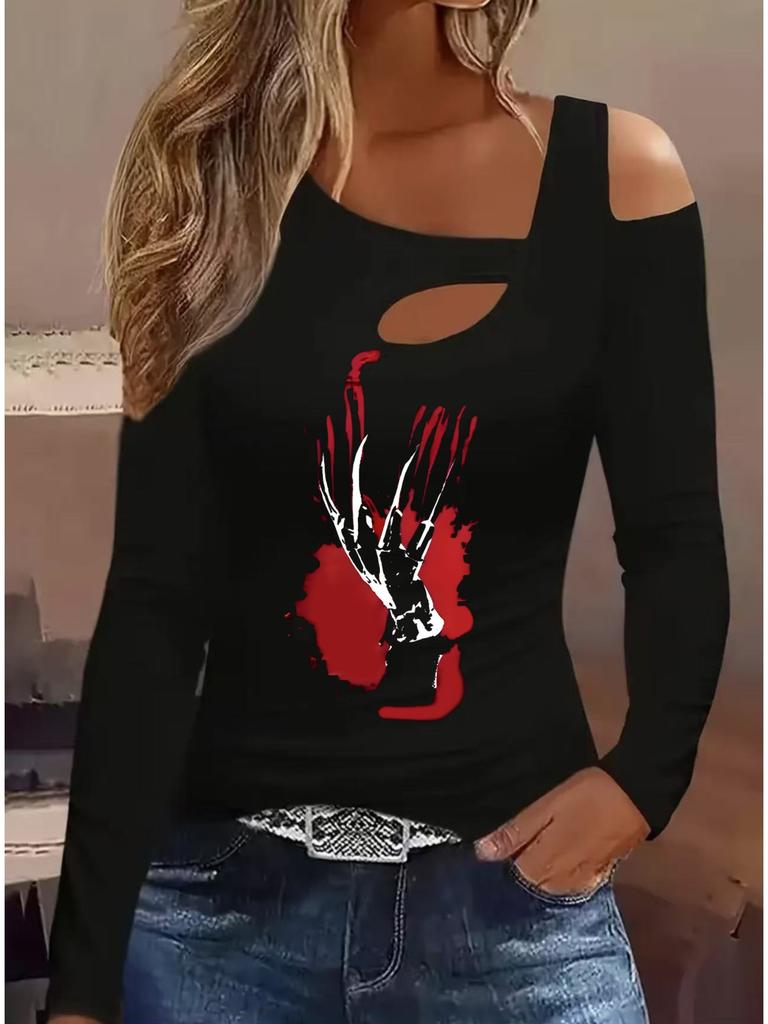 Fashion Painting Blouses Long Sleeved T Shirts Casual Skirt Tops