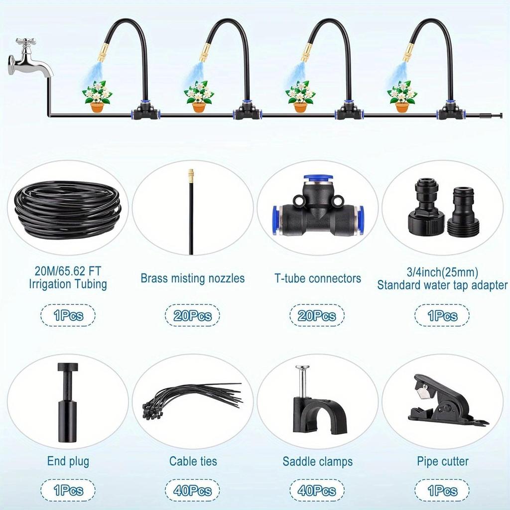 Universal Adjustable Micro-Atomizing Sprinkler Set for Irrigation, Cooling, and Humidification