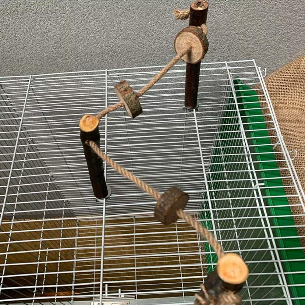 Parrot Wooden Perch Stand Hanging Climbing Hammock Swing Standing Training Toys Cage Accessories