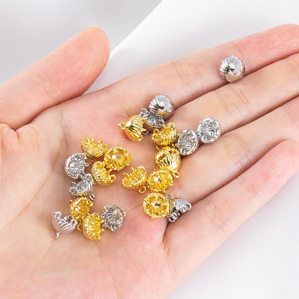 5/10Pcs 18K Gold Plated 8.8mm DIY Tassel Earrings Hair Accessories Brass Jellyfish Shape Beads Caps for Jewelry Making Supplies