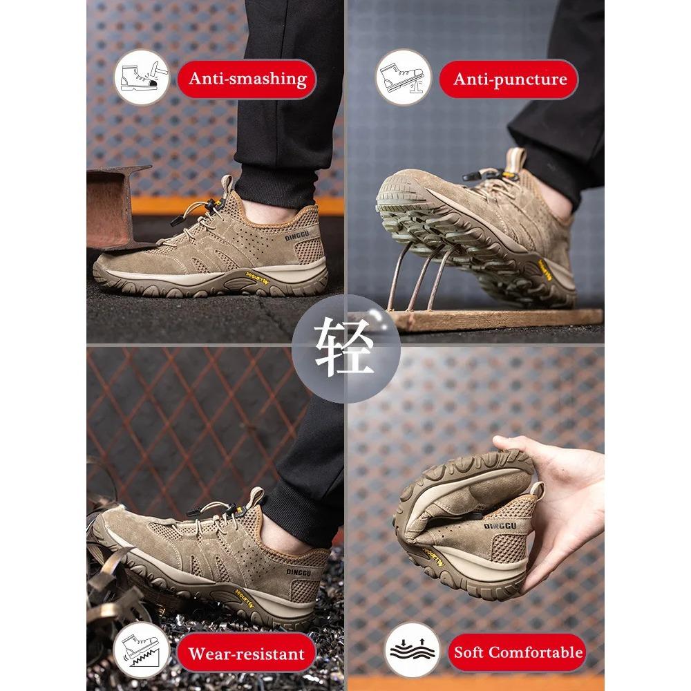 Atmungsaktive Sicherheitsschuhe für den Sommer, für Herren, unzerstörbare Sicherheitsstiefel mit Stahlkappe, durchtrittsicher, bequemer Schutz, Arbeitsschuh für den Außenbereich