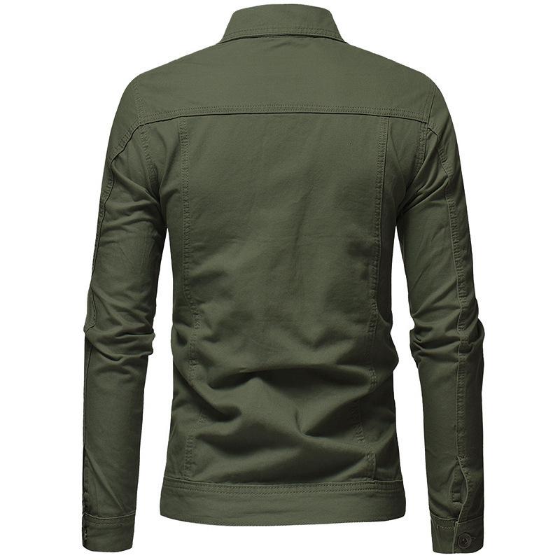 Men's Slim Denim Lapel Jacket - Solid Color, Large Size for Autumn & Winter