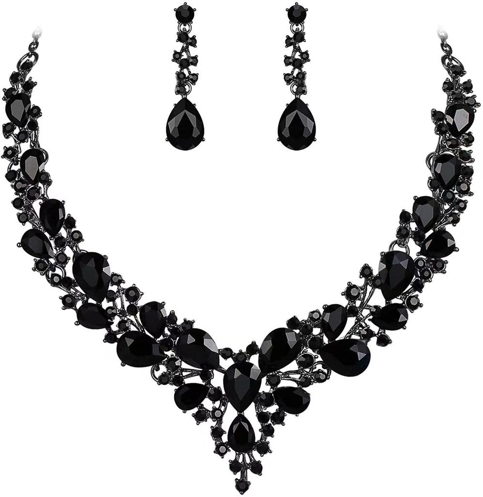 European & American Teardrop Women's Necklace & Earring Set - Bridal, Wedding, Evening Dress Jewelry